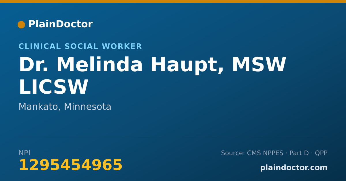 Shareable card for Melinda Haupt, MSW LICSW - Clinical Social Worker, Mankato, MN