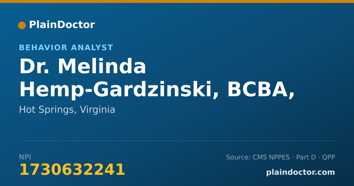 Shareable card for Melinda Hemp-Gardzinski, BCBA, LBA - Behavior Analyst, Hot Springs, VA
