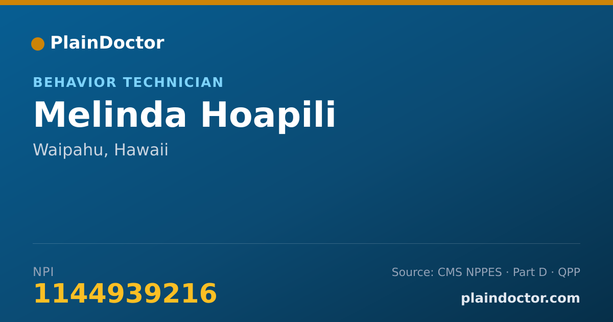Shareable card for Melinda Hoapili - Behavior Technician, Waipahu, HI