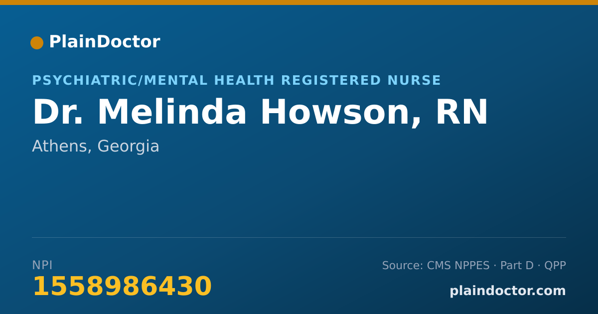 Shareable card for Melinda Howson, RN - Psychiatric/Mental Health Registered Nurse, Athens, GA