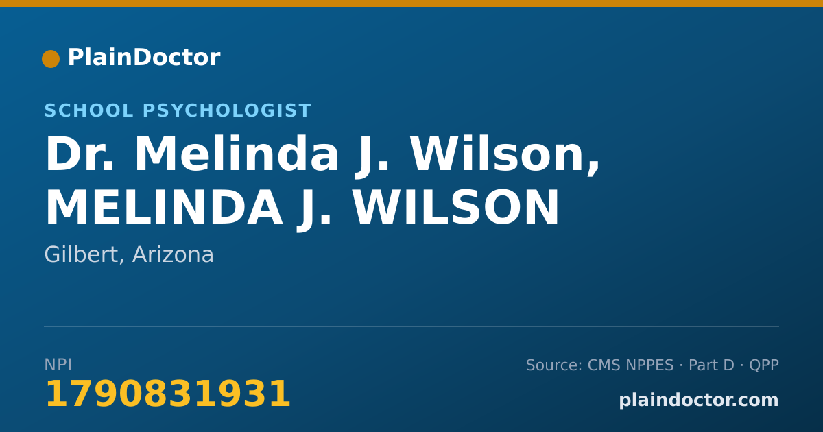 Shareable card for Melinda J. Wilson, MELINDA J. WILSON - School Psychologist, Gilbert, AZ