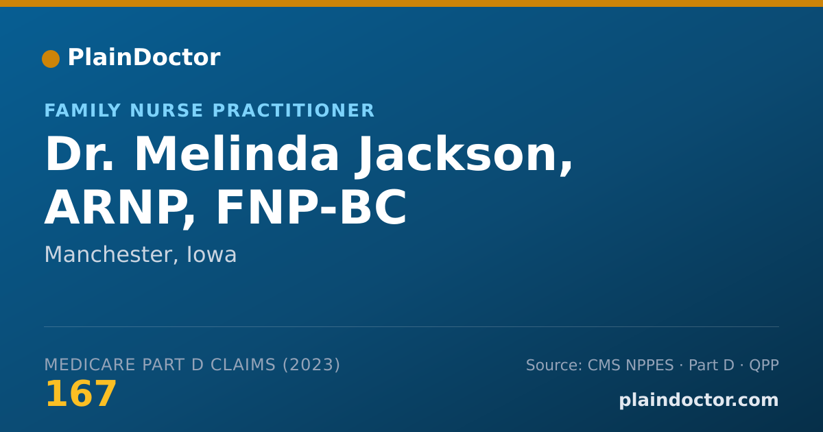 Shareable card for Melinda Jackson, ARNP, FNP-BC - Family Nurse Practitioner, Manchester, IA