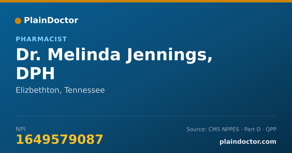 Shareable card for Melinda Jennings, DPH - Pharmacist, Elizbethton, TN