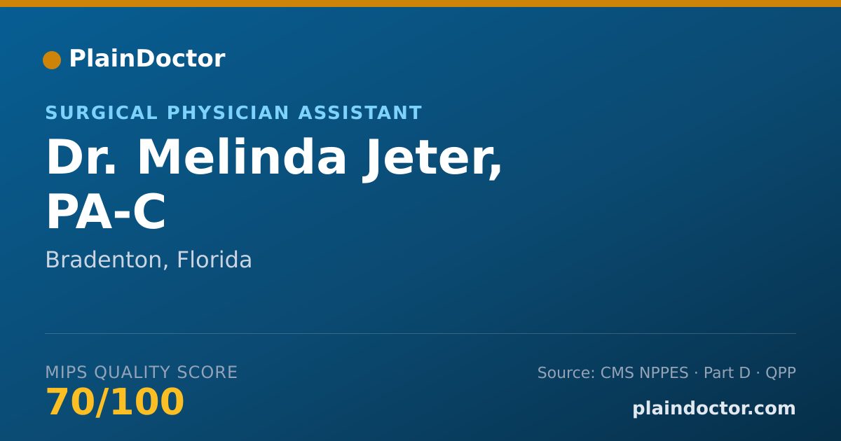 Shareable card for Melinda Jeter, PA-C - Surgical Physician Assistant, Bradenton, FL