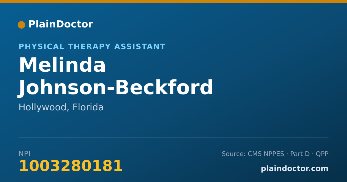 Shareable card for Melinda Johnson-Beckford - Physical Therapy Assistant, Hollywood, FL