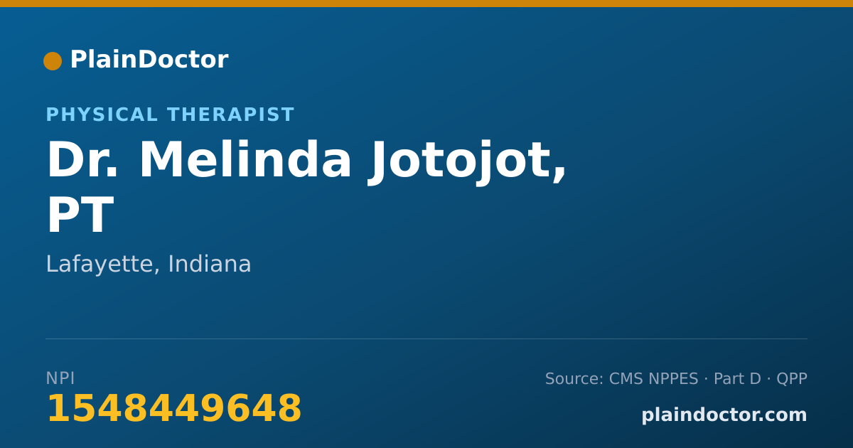 Shareable card for Melinda Jotojot, PT - Physical Therapist, Lafayette, IN