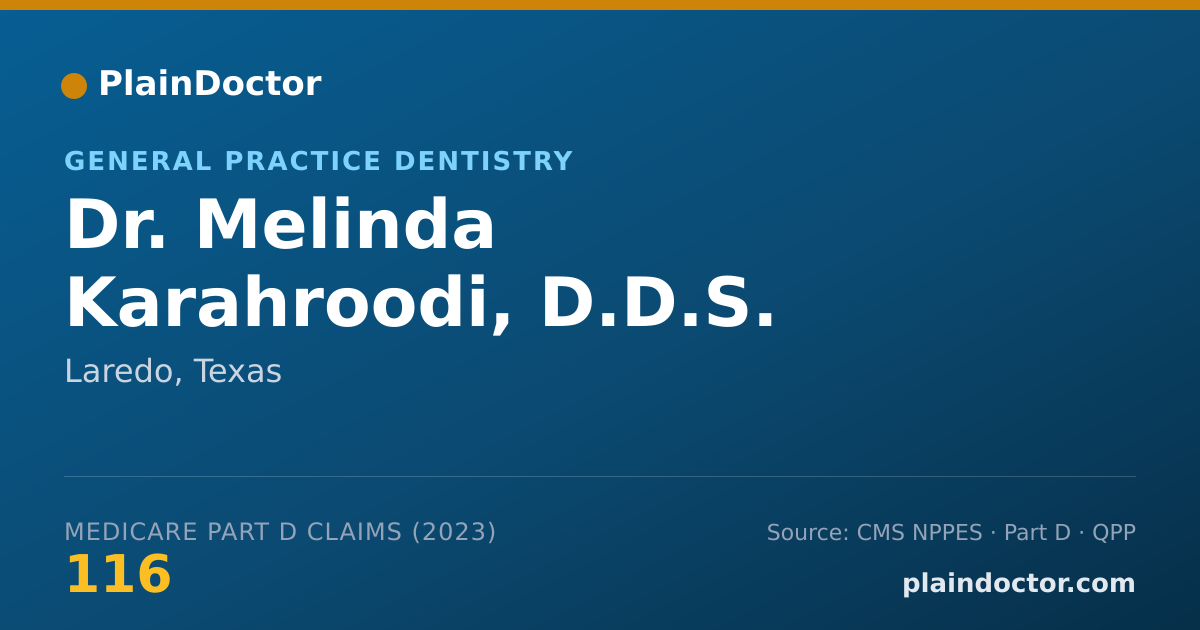 Shareable card for Melinda Karahroodi, D.D.S. - General Practice Dentistry, Laredo, TX
