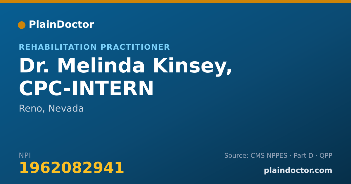 Shareable card for Melinda Kinsey, CPC-INTERN - Rehabilitation Practitioner, Reno, NV