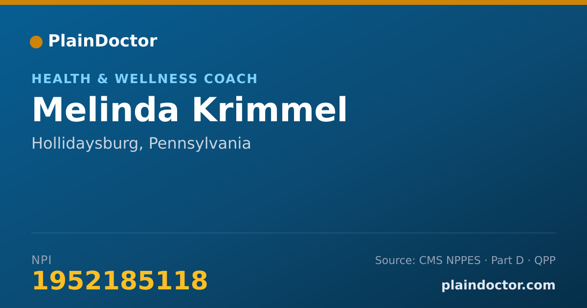 Shareable card for Melinda Krimmel - Health & Wellness Coach, Hollidaysburg, PA