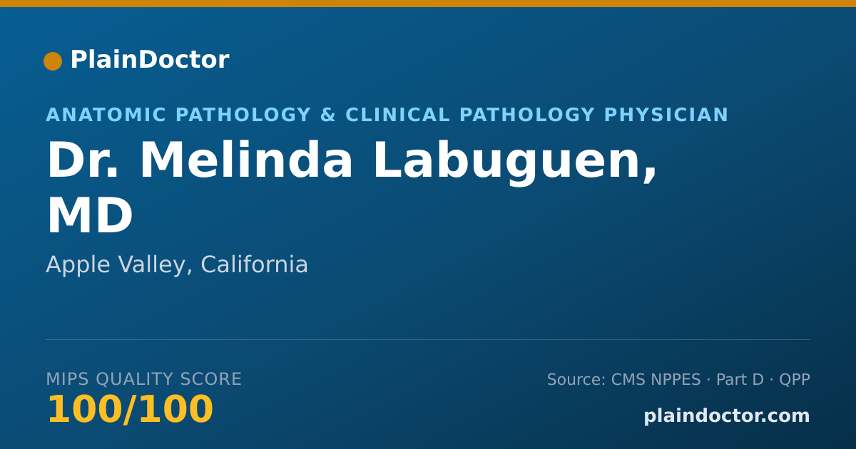 Shareable card for Melinda Labuguen, MD - Anatomic Pathology & Clinical Pathology Physician, Apple Valley, CA