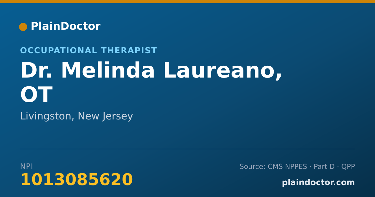 Shareable card for Melinda Laureano, OT - Occupational Therapist, Livingston, NJ