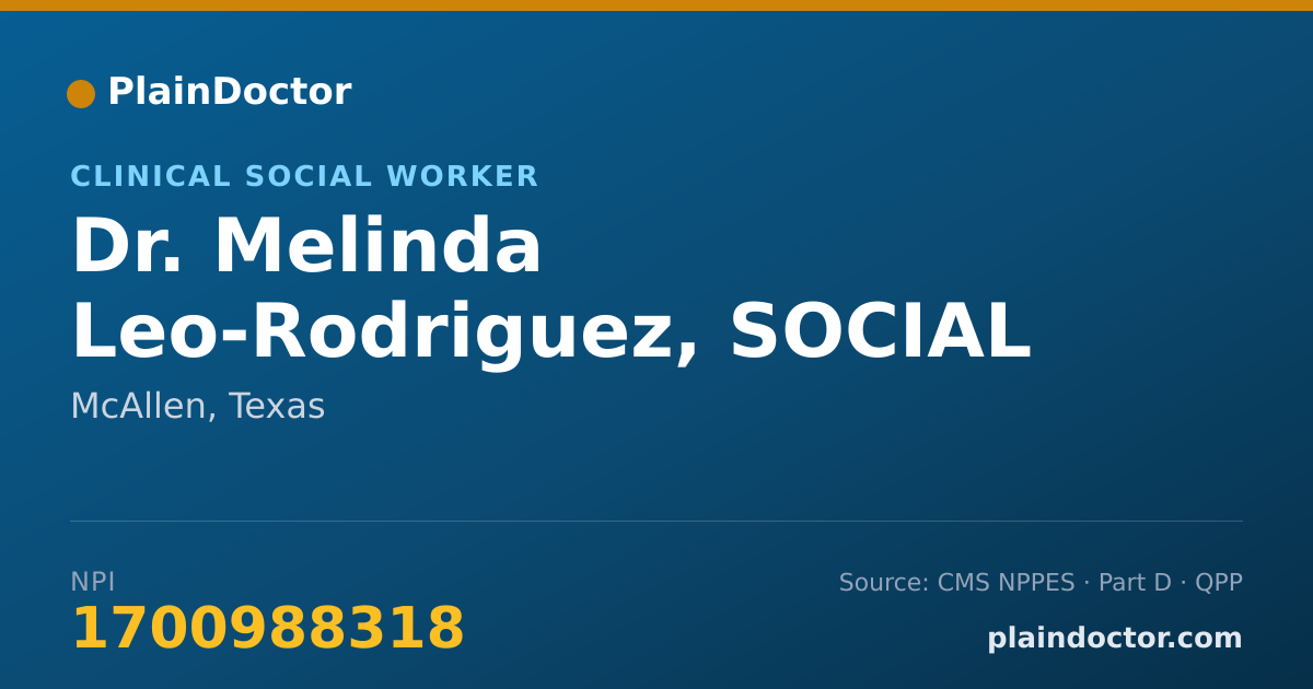 Shareable card for Melinda Leo-Rodriguez, SOCIAL WORKER - Clinical Social Worker, McAllen, TX