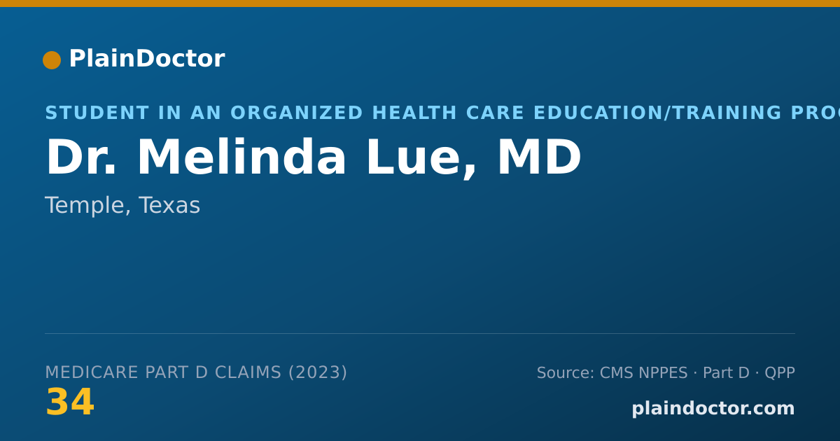 Shareable card for Melinda Lue, MD - Student in an Organized Health Care Education/Training Program, Temple, TX