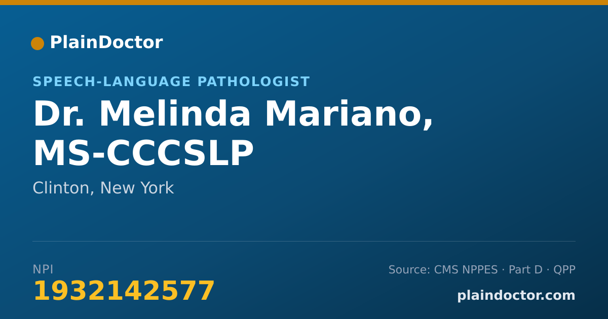 Shareable card for Melinda Mariano, MS-CCCSLP - Speech-Language Pathologist, Clinton, NY