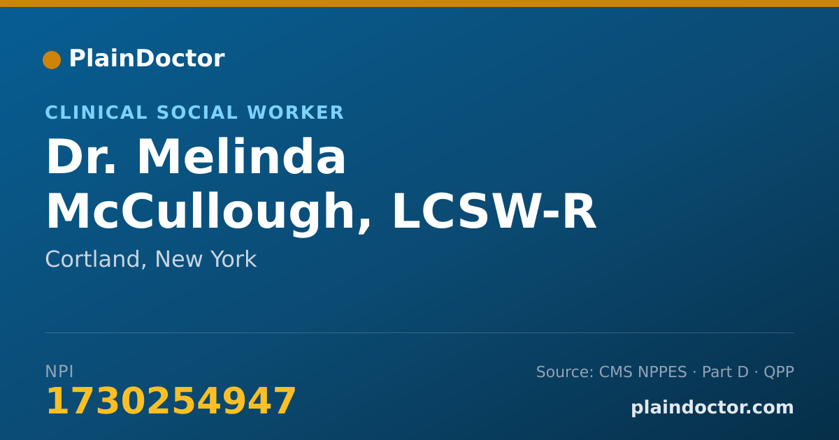 Shareable card for Melinda McCullough, LCSW-R - Clinical Social Worker, Cortland, NY