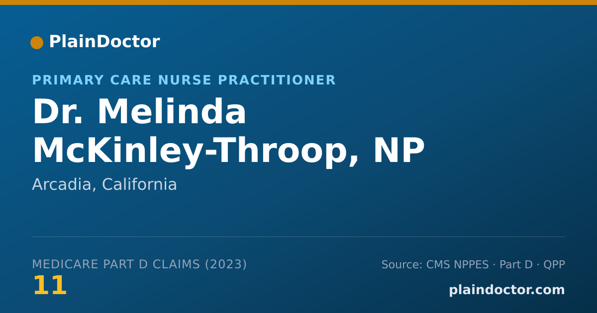 Shareable card for Melinda McKinley-Throop, NP - Primary Care Nurse Practitioner, Arcadia, CA