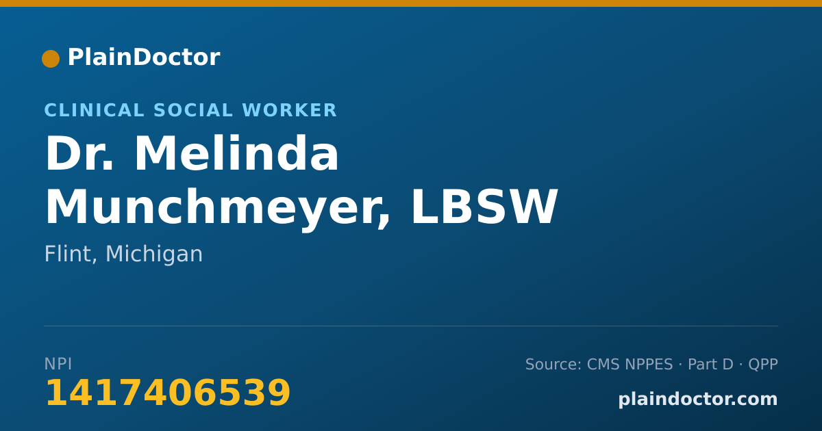 Shareable card for Melinda Munchmeyer, LBSW - Clinical Social Worker, Flint, MI