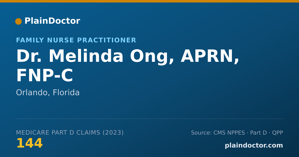 Shareable card for Melinda Ong, APRN, FNP-C - Family Nurse Practitioner, Orlando, FL