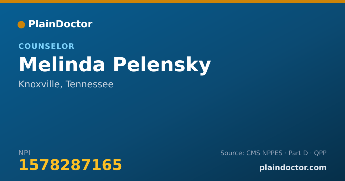 Shareable card for Melinda Pelensky - Counselor, Knoxville, TN