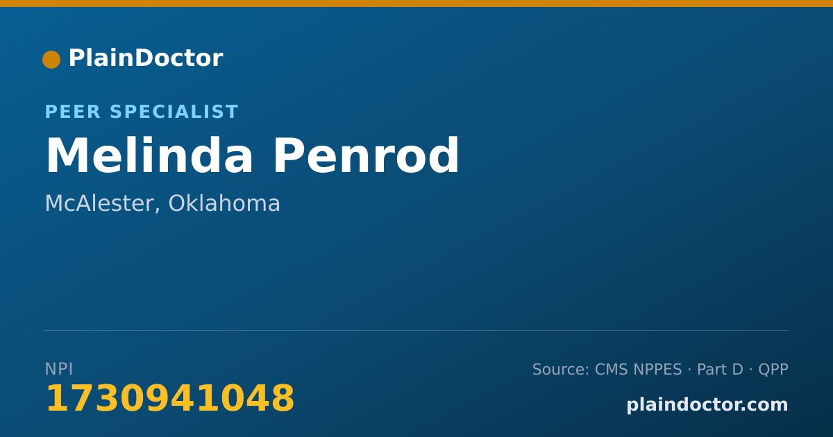 Shareable card for Melinda Penrod - Peer Specialist, McAlester, OK