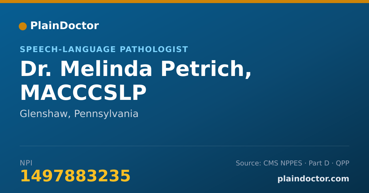 Shareable card for Melinda Petrich, MACCCSLP - Speech-Language Pathologist, Glenshaw, PA