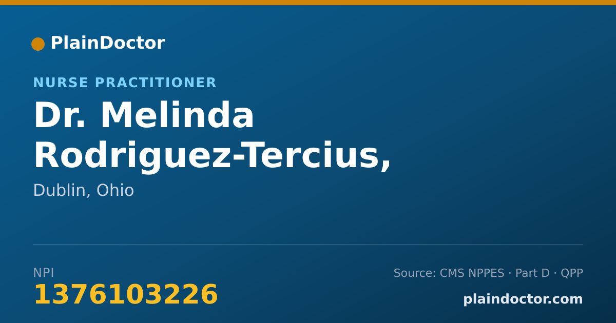 Shareable card for Melinda Rodriguez-Tercius, FNP-C - Nurse Practitioner, Dublin, OH
