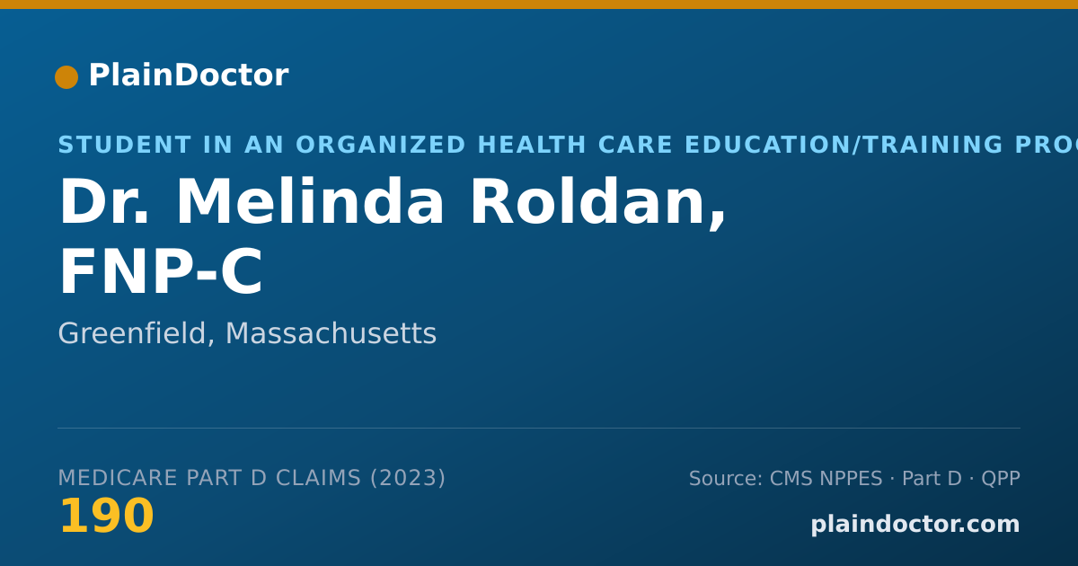 Shareable card for Melinda Roldan, FNP-C - Student in an Organized Health Care Education/Training Program, Greenfield, MA