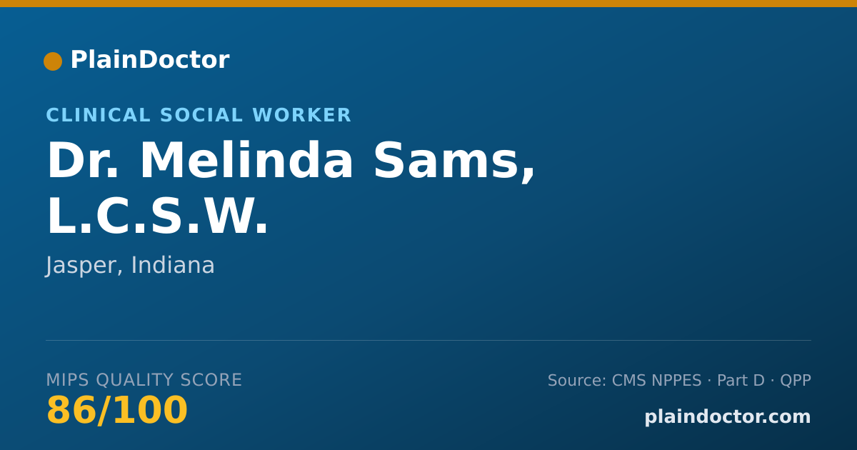 Shareable card for Melinda Sams, L.C.S.W. - Clinical Social Worker, Jasper, IN