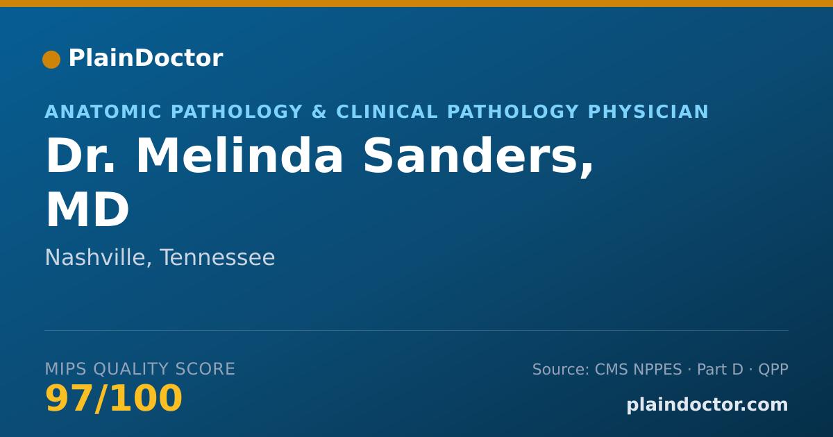 Shareable card for Melinda Sanders, MD - Anatomic Pathology & Clinical Pathology Physician, Nashville, TN