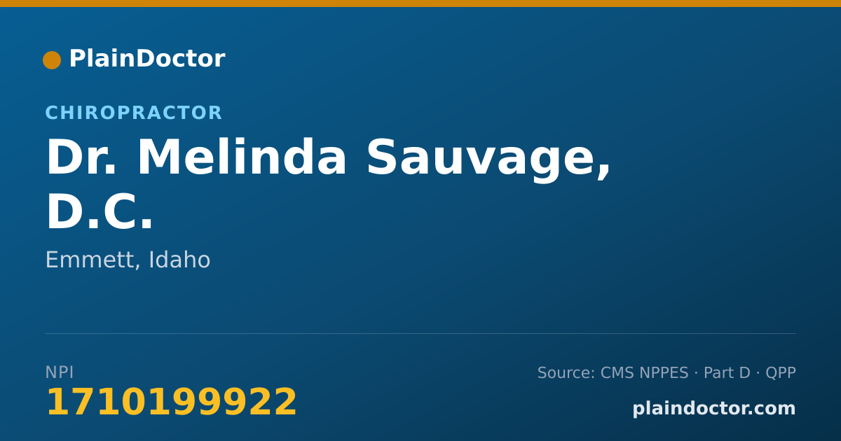 Shareable card for Melinda Sauvage, D.C. - Chiropractor, Emmett, ID