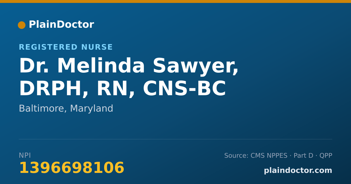 Shareable card for Melinda Sawyer, DRPH, RN, CNS-BC - Registered Nurse, Baltimore, MD