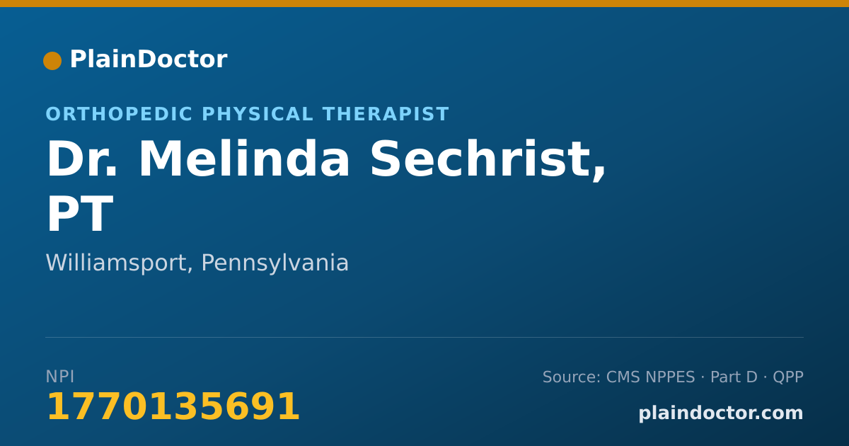 Shareable card for Melinda Sechrist, PT - Orthopedic Physical Therapist, Williamsport, PA