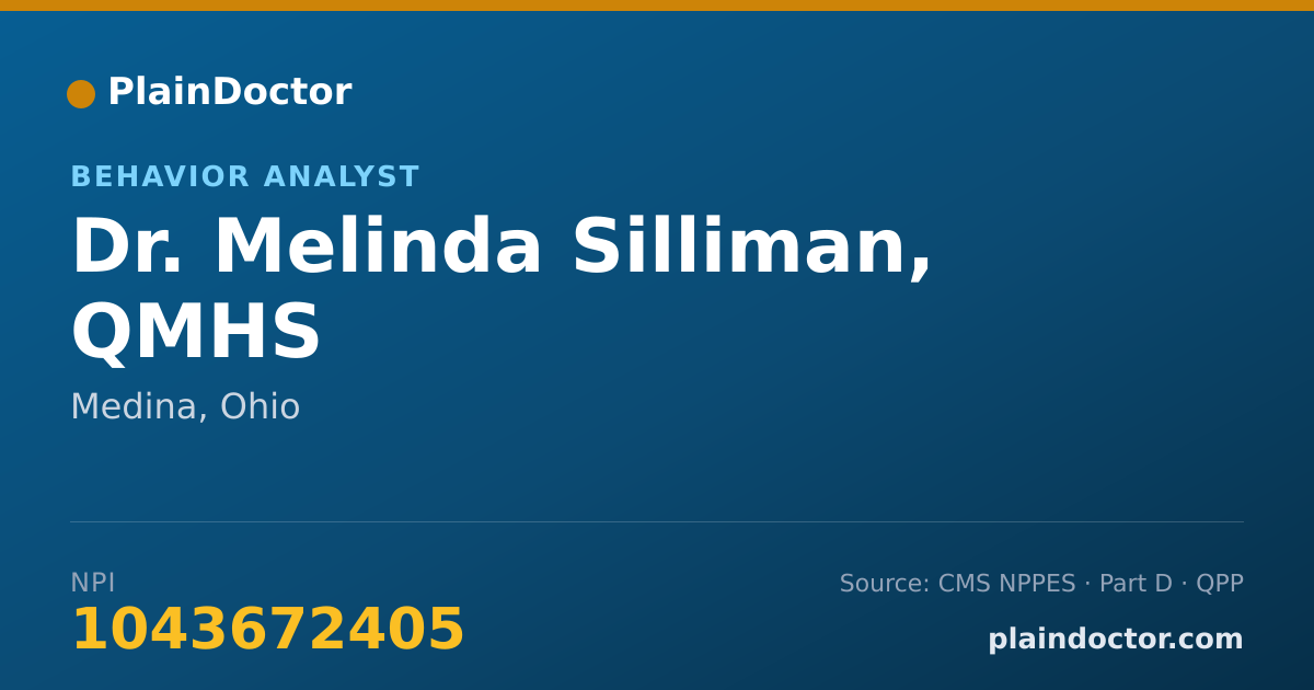 Shareable card for Melinda Silliman, QMHS - Behavior Analyst, Medina, OH