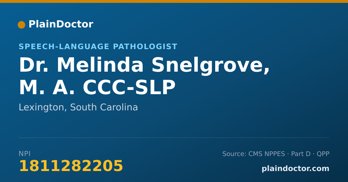 Shareable card for Melinda Snelgrove, M. A. CCC-SLP - Speech-Language Pathologist, Lexington, SC