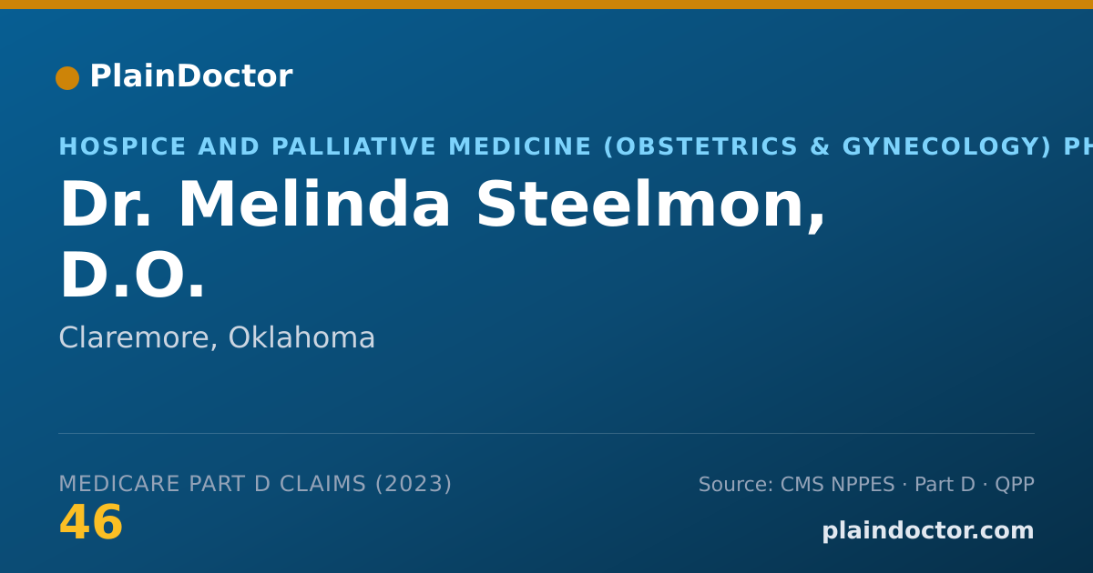 Shareable card for Melinda Steelmon, D.O. - Hospice and Palliative Medicine (Obstetrics & Gynecology) Physician, Claremore, OK
