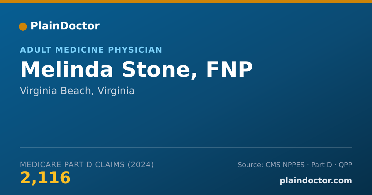 Shareable card for Melinda Stone, FNP - Adult Medicine Physician, Virginia Beach, VA