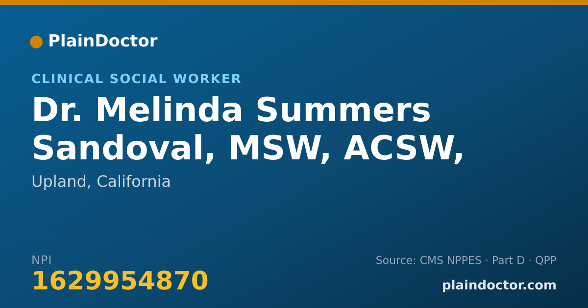 Shareable card for Melinda Summers Sandoval, MSW, ACSW, PPSC - Clinical Social Worker, Upland, CA