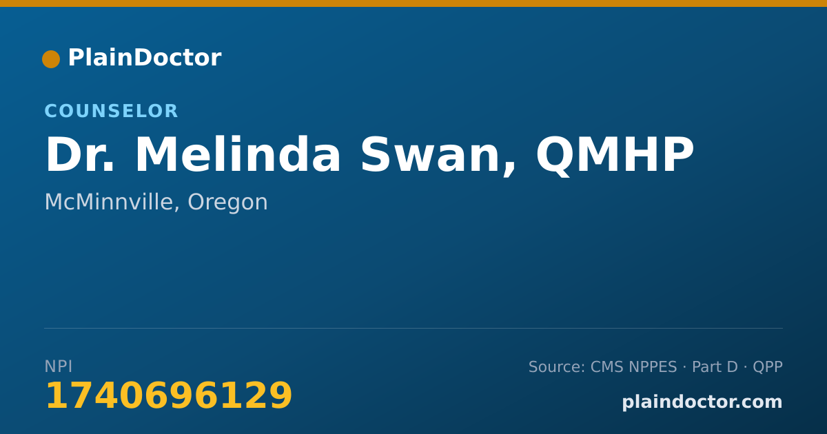 Shareable card for Melinda Swan, QMHP - Counselor, McMinnville, OR