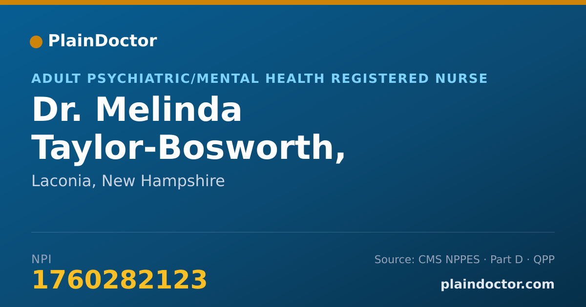 Shareable card for Melinda Taylor-Bosworth, PMHNP-BC - Adult Psychiatric/Mental Health Registered Nurse, Laconia, NH