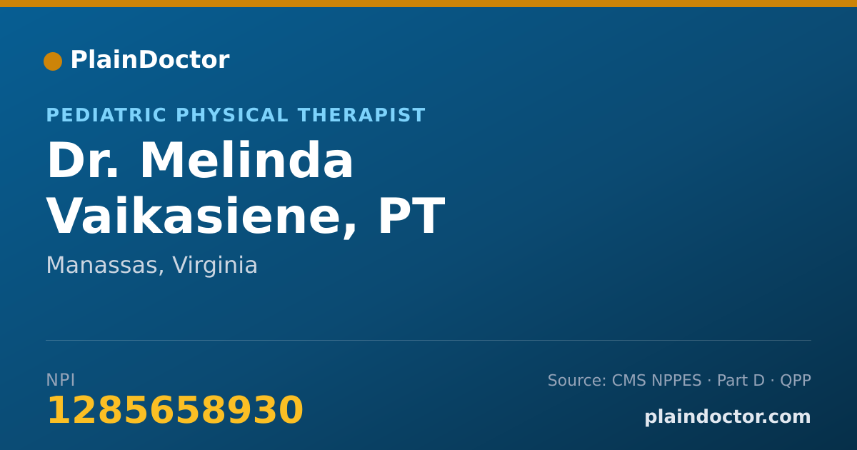 Shareable card for Melinda Vaikasiene, PT - Pediatric Physical Therapist, Manassas, VA
