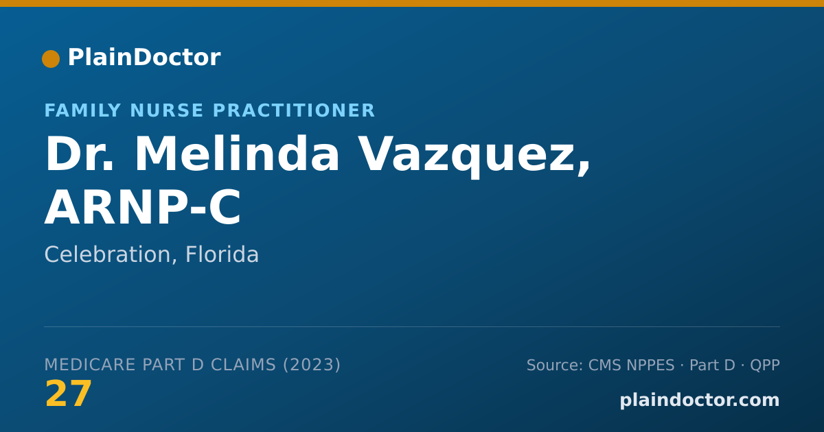 Shareable card for Melinda Vazquez, ARNP-C - Family Nurse Practitioner, Celebration, FL