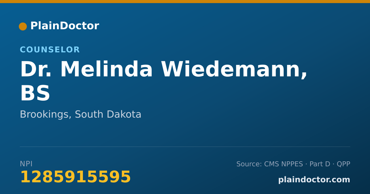 Shareable card for Melinda Wiedemann, BS - Counselor, Brookings, SD