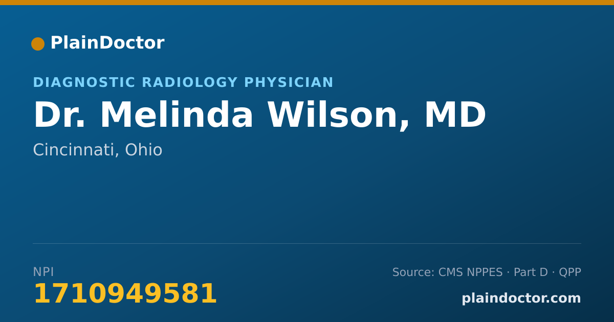 Shareable card for Melinda Wilson, MD - Diagnostic Radiology Physician, Cincinnati, OH