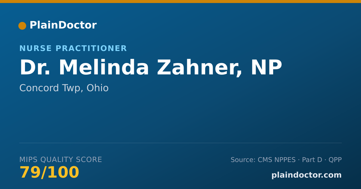 Shareable card for Melinda Zahner, NP - Nurse Practitioner, Concord Twp, OH