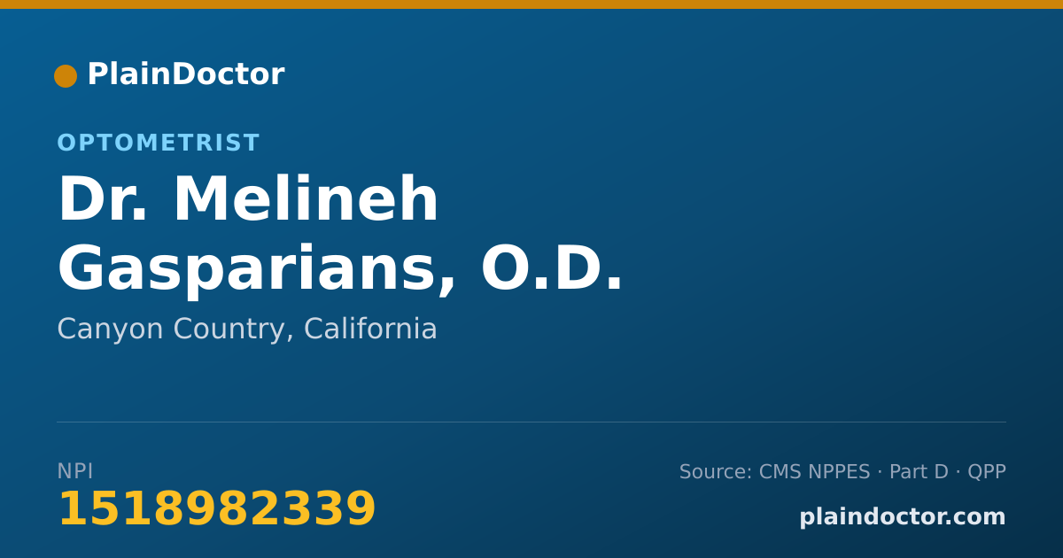 Shareable card for Melineh Gasparians, O.D. - Optometrist, Canyon Country, CA