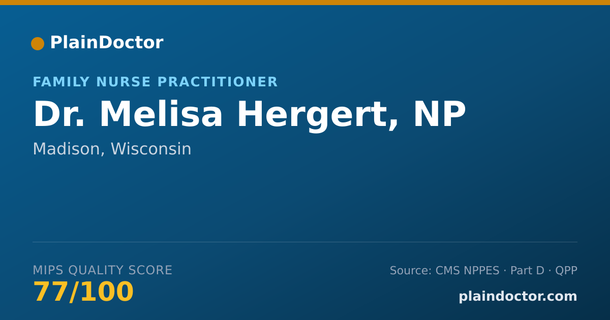 Shareable card for Melisa Hergert, NP - Family Nurse Practitioner, Madison, WI