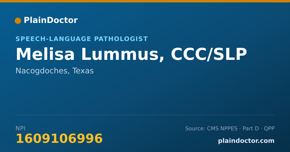 Shareable card for Melisa Lummus, CCC/SLP - Speech-Language Pathologist, Nacogdoches, TX