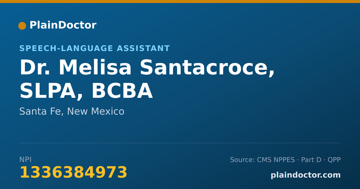 Shareable card for Melisa Santacroce, SLPA, BCBA - Speech-Language Assistant, Santa Fe, NM