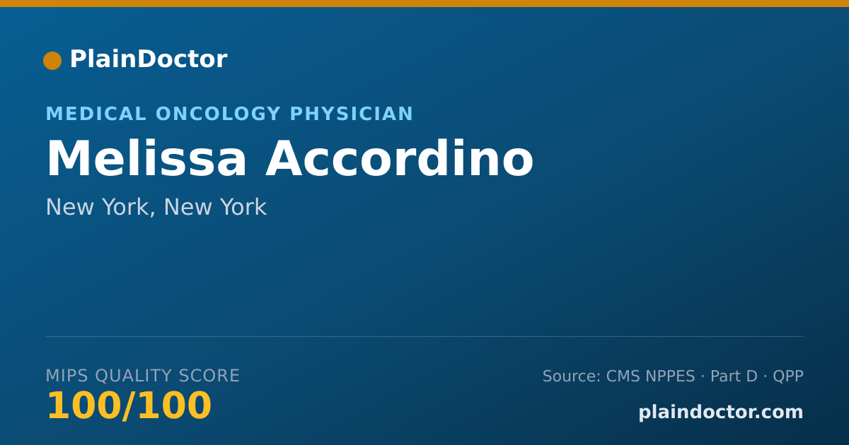 Shareable card for Melissa Accordino - Medical Oncology Physician, New York, NY