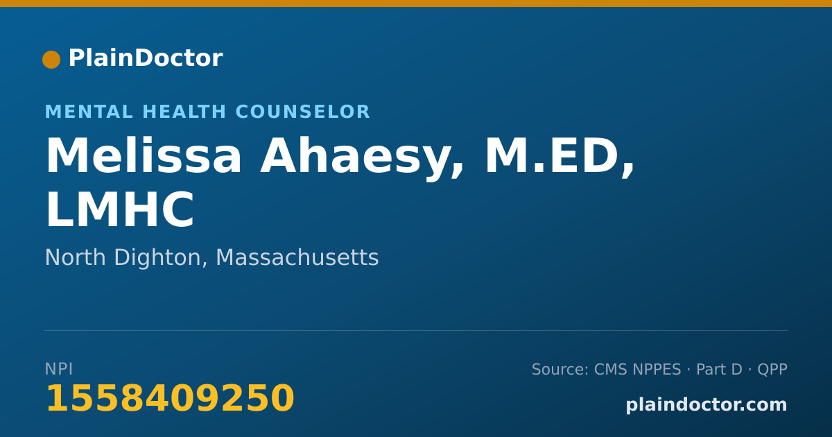 Shareable card for Melissa Ahaesy, M.ED, LMHC - Mental Health Counselor, North Dighton, MA